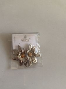 Silver Flower Statement Earrings