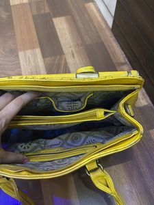 Stylish Yellow Patent Leather Handbag
