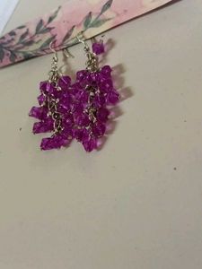 Purple Crystal Cluster grapes shaped Dangle Earrin