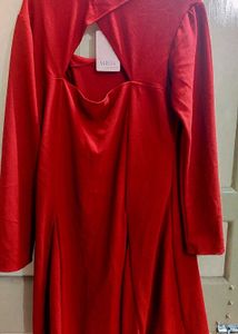 Rust Orange Diamond Back Midi Dress