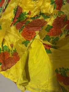 Floral Yellow silk Ethnic Skirt