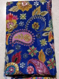 Beautiful Blue Embroidered Fabric