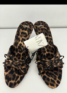 ZARA Leopard Print Slide Sandals