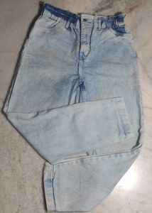 Light Wash Paperbag Waist Jeans LR-85