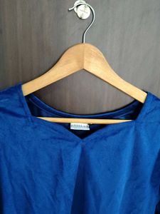 Blue Velvet Puff Sleeve Dress