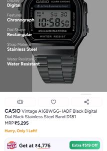 CASIO Vintage A168WGG-1ADF Black watch