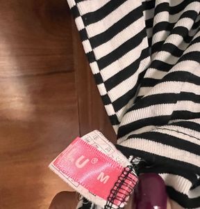 Striped Mesh Detail Top