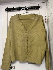 Olive Green Button-Up Cardigan