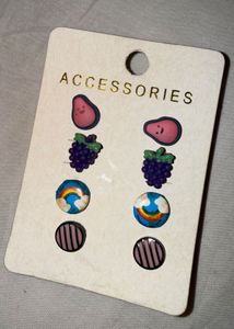Cute Fruit & Rainbow Stud Earrings Set