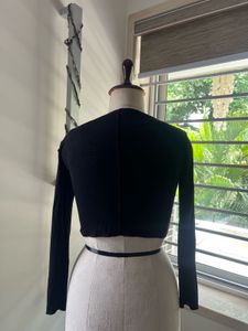 Black Long Sleeve Crop Top