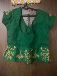 Elegant Green Embroidered Blouse