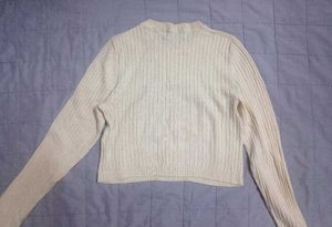 Cream Ribbed Knit Sweater