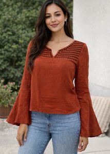 Boho Embroidered Flare Sleeve Top