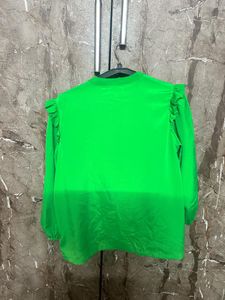 Vibrant Green Ruffle Detail Top