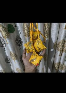 Yellow Embroidered Blouse with Tassel Tie-up