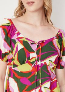 Women Printed Tie-Up Neck Dress | Size : XL