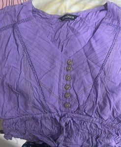 Purple Embroidered crop top
