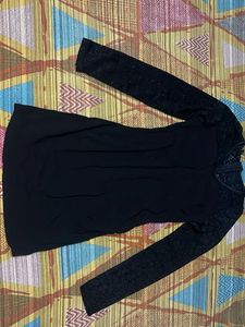 Elegant Black Lace Sleeve Dress