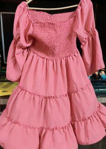 Pink Smocked Tiered Dress