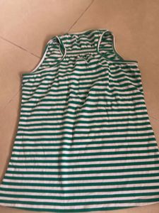 Striped Green &amp; White Tube Top
