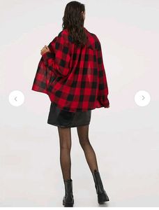 Popular H&amp;M Red &amp; Black Plaid Oversized Shirt