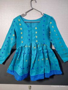Beautiful Blue Kurta with Gold Polka Dots