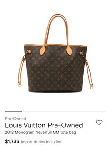 Louis Vuitton Monogram Canvas Tote Bag – Authentic