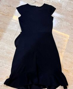 Elegant Korean Black Ruffle Dress