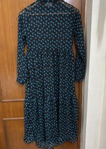 Chic Printed Long Sleeve Midi Dress