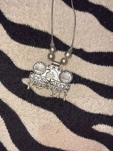 Ethnic Silver Oxidized Pendant Necklace