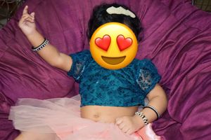 Customized Crop Top With Puff Sleeves  And Skirt