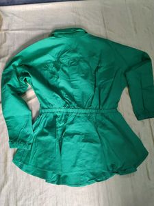 Green Button-Up Peplum Top