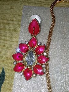 Stunning Pink &amp; Gold Heart Necklace &amp; Earrings