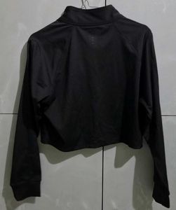 Black Cropped Quarter Zip Pullover