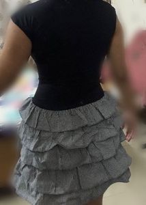 Chic Black Top with Gingham Ruffled Skirt Dress
