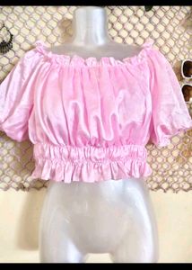 Pink Puff Sleeve Off-Shoulder Top