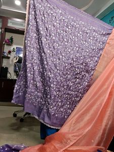 Stunning Ombre Saree with Embroidery and pearl