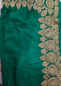 Embroidered Emerald Green Saree