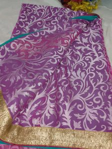 Elegant Purple Floral Print Saree with blouse