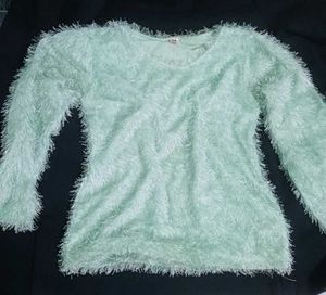 Cozy Fuzzy Mint Green Long Sleeve Top