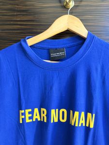 Bold Blue "Fear No Man" Graphic Tee