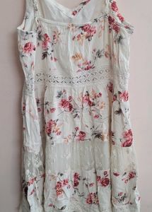 Floral Print Tiered Lace Dress