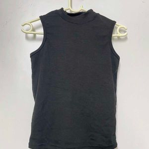 Sleeveless Mock Neck Black Top