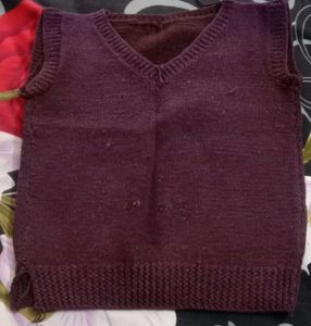 coffee  brown V-Neck Knit Vest