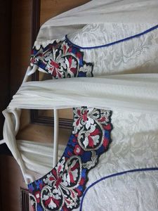 Elegant White Anarkali suit full gher