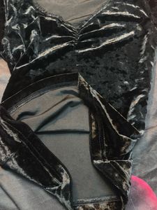 Black Velvet Short Sleeve Top