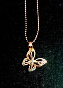 Rose Gold Butterfly Pendant Necklace