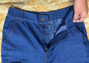 buy 1 get I free/Blue Denim jeans with side slit