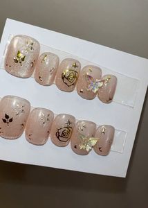 Elegant Rose &amp; Butterfly Press-On Nails