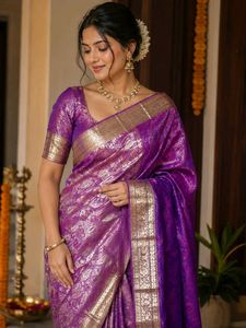 Beautiful Purple Silk Saree